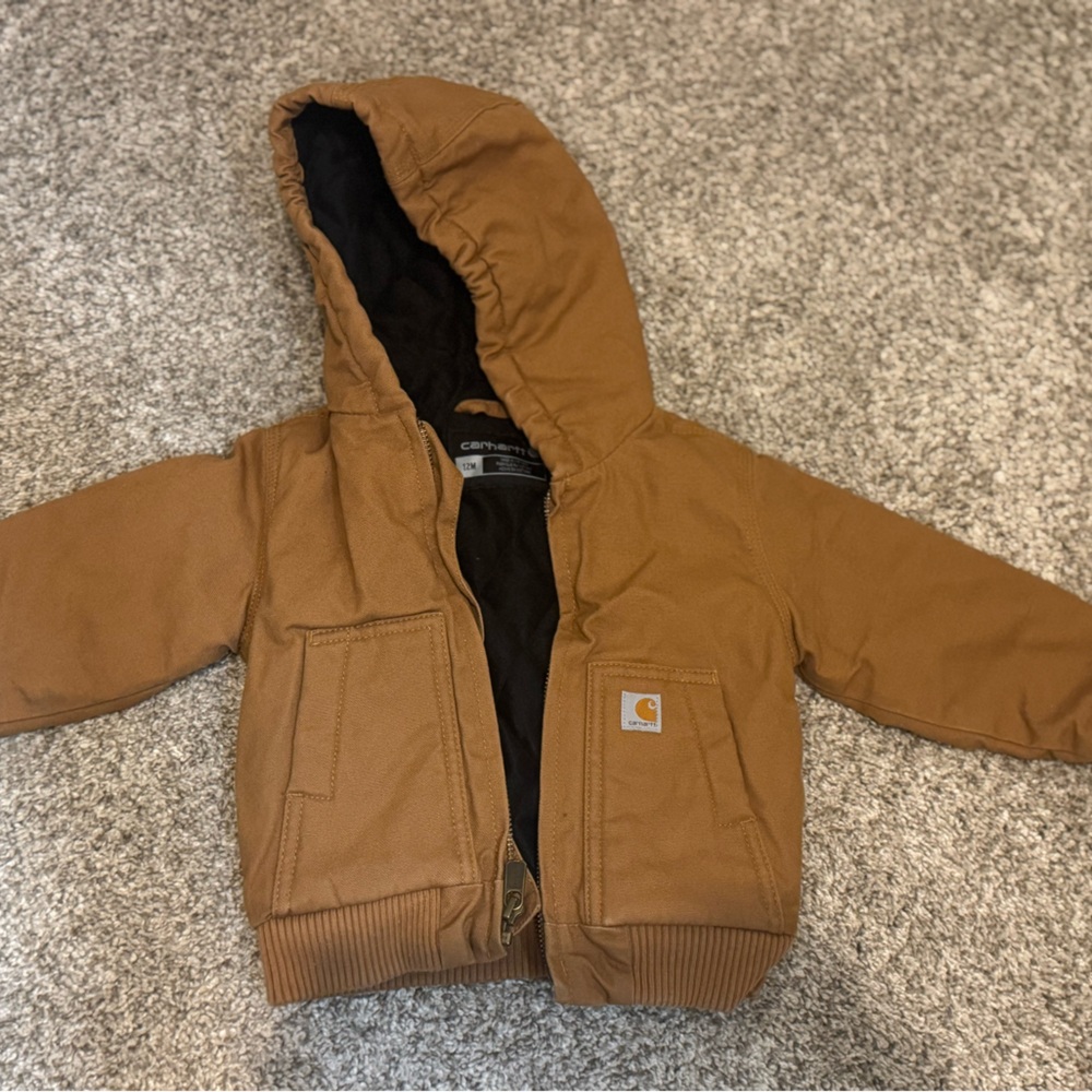 Carhartt Tan Quilted Hooded Jacket Baby 12 M